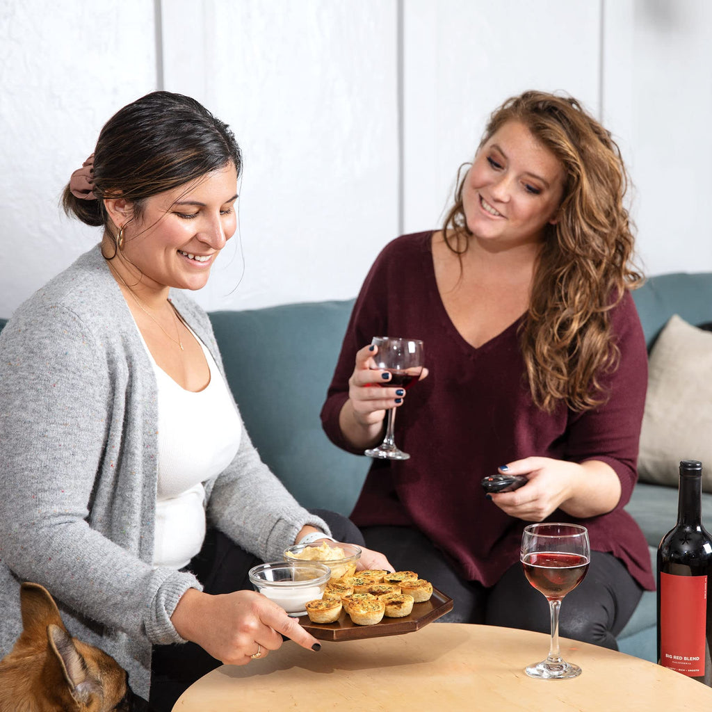 Acacia Wood Serving Trays - Set of 2 (12-Inch and 10-Inch Plates) Wooden Home Decor Platters for Fruit, Vegetables, Appetizer Serving Tray, Food, Cheese Board, Small Charcuterie, Party Entertaining