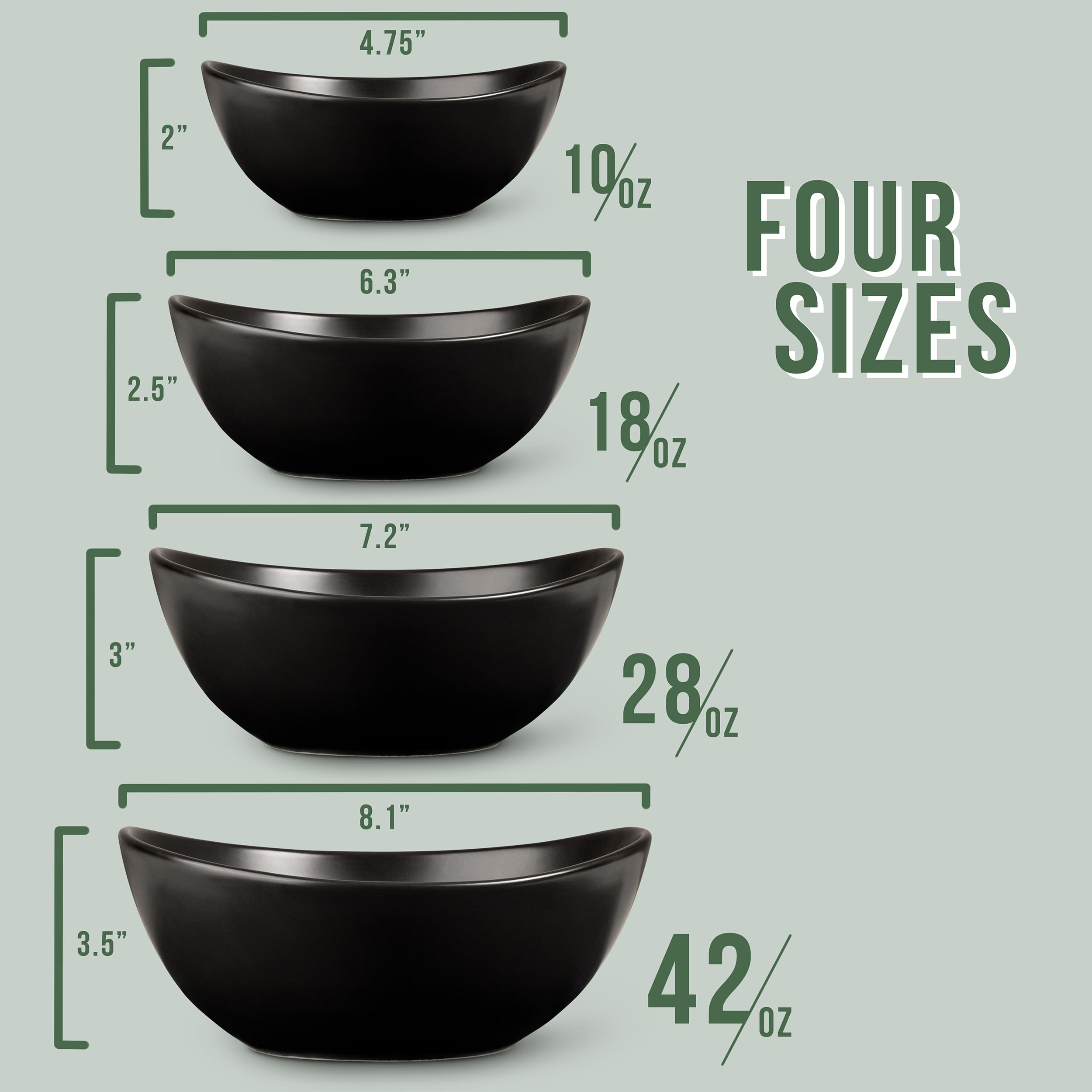 Home Beets Ceramic Serving Bowls for Entertaining, 10-18-28-40 Ounce, Microwave, Oven & Dishwasher Safe, Large Serving Dishes, Prep Salad Bowls for Thanksgiving Christmas, Set of 4