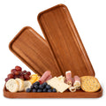 Solid Acacia Wood Serving Trays - Rectangular Wooden Serving Platters for Home Decor, Food, Vegetables, Fruit, Charcuterie, Appetizer Serving Tray, Cheese Board (Set of 3 Plates)