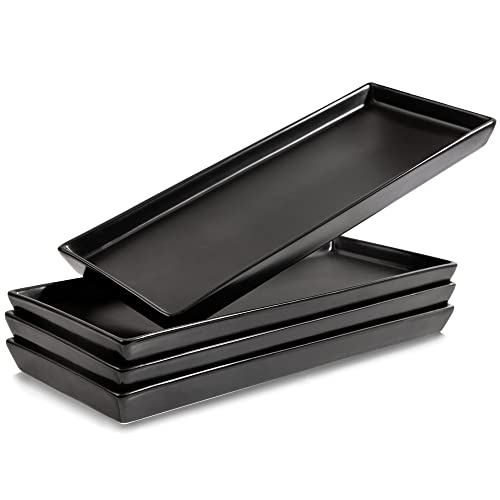 Home Beets Ceramic Serving Platters (14 x 6 Inch Rectangle Plates) Serving Dishes for Entertaining, Food, Appetizers, Desserts, Cheese Board, Charcuterie, Sushi - Set of 4 Party Serving Trays