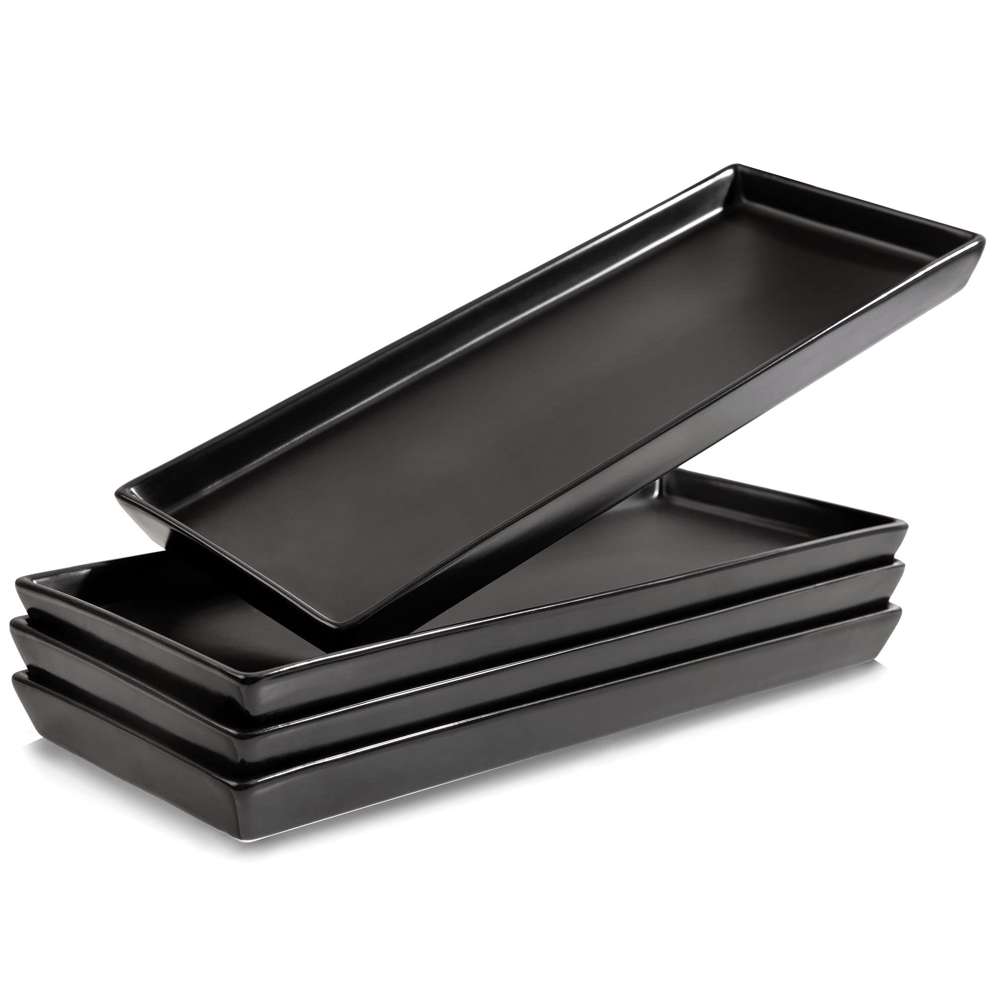 Home Beets Ceramic Serving Platters (14 x 6 Inch Rectangle Plates) Serving Dishes for Entertaining, Food, Appetizers, Desserts, Cheese Board, Charcuterie, Sushi - Set of 4 Party Serving Trays