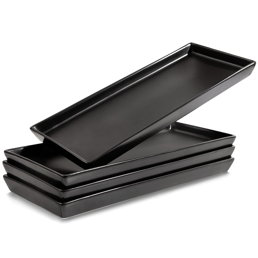 Home Beets Ceramic Serving Platters (14 x 6 Inch Rectangle Plates) Serving Dishes for Entertaining, Food, Appetizers, Desserts, Cheese Board, Charcuterie, Sushi - Set of 4 Party Serving Trays