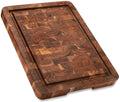Large Acacia End Grain Wood Cutting Board with Juice Grooves and Handles, Thick Heavy-Duty Wooden Chopping Board, Extra Large Butcher Block for Kitchen - Carving Board and Cheese Board