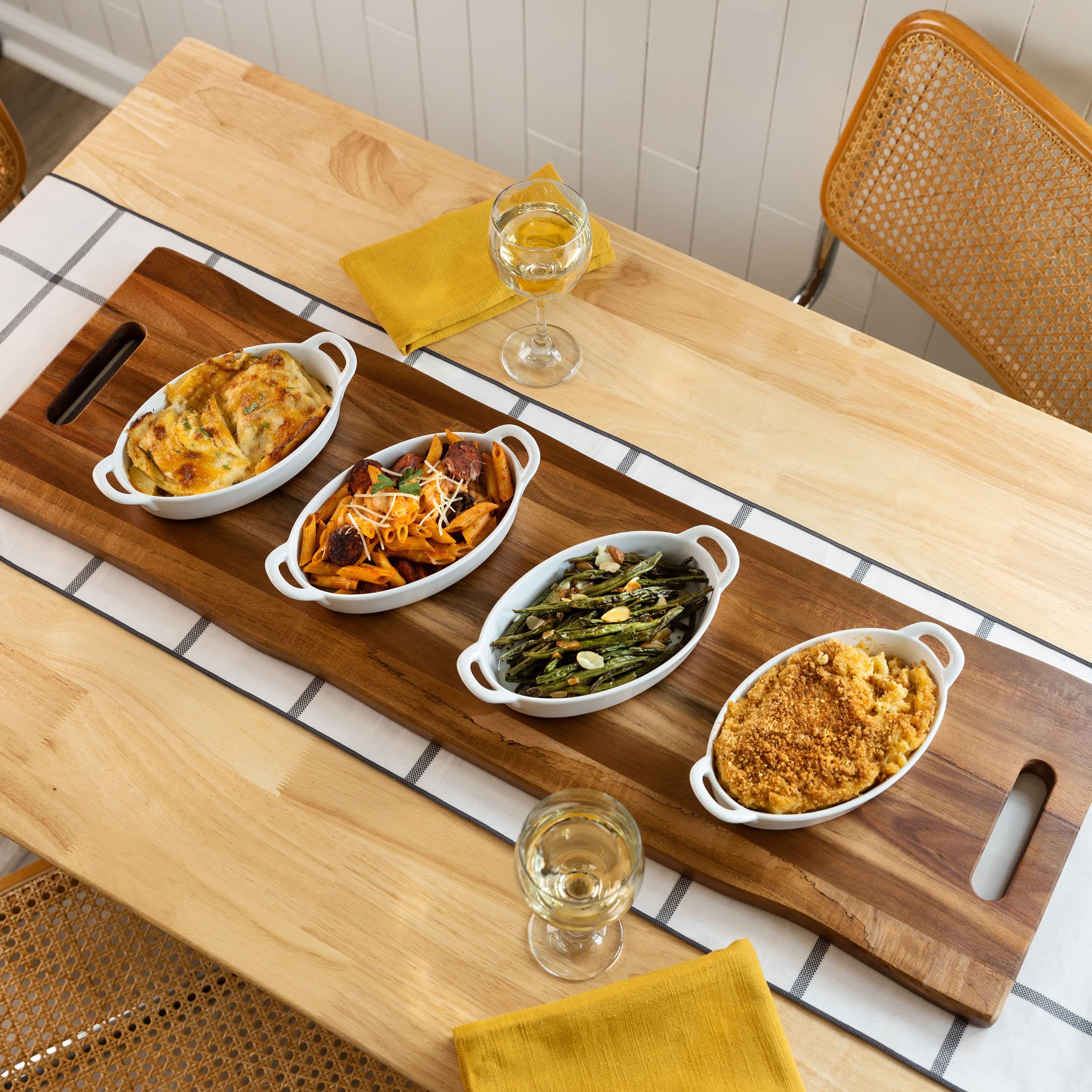 Large Acacia Serving Board with Handles, 36 x 12 Inch Rectangular Charcuterie Platter, Natural Wood Server for Meat, Cheese Board, and Party Appetizers, Extra Long 3ft